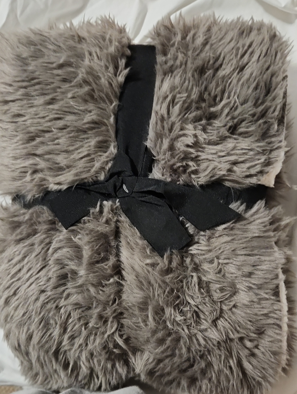 Faux Fur Gray And White Reversible Blanket